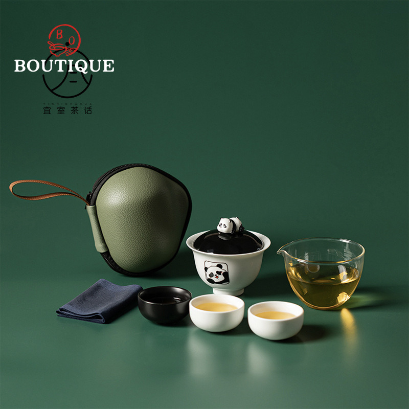 Yishi Talk Panda Travel Set Ca - Korean Tea Set ulasan dan harga